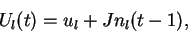 \begin{displaymath}
U_{l}(t) = u_{l} + J n_{l}(t-1) ,
\end{displaymath}